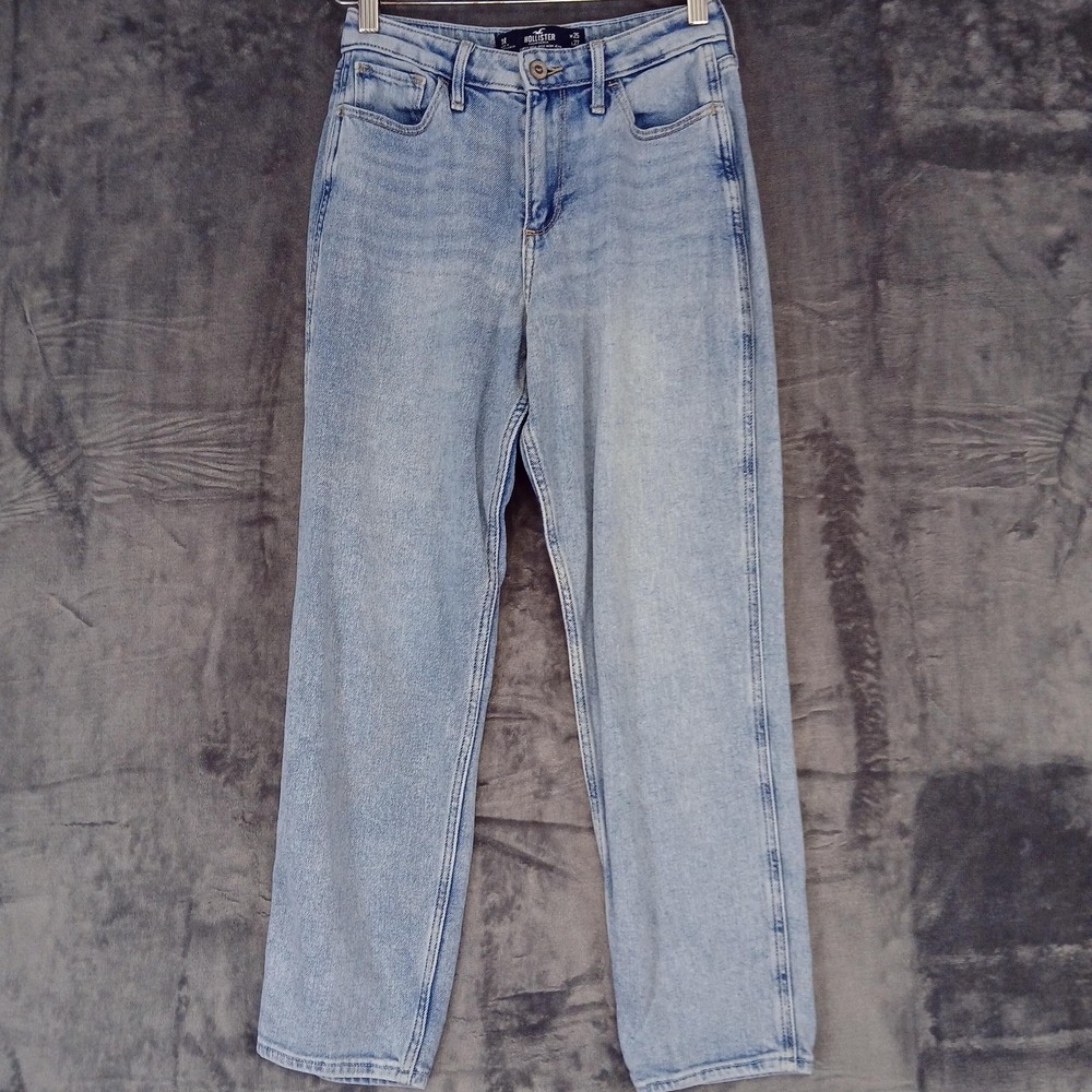 Hollister Jeans Womens 25x27 Light Wash Curvy High-Rise Mom Distressed Denim - Picture 2 of 10